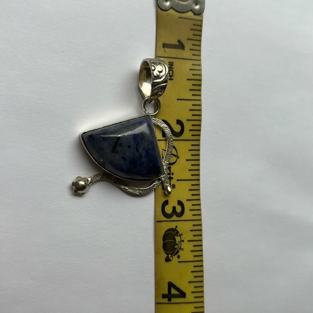 925 Sodalite Pendant Handmade Sterling Silver - Picture 6 of 6